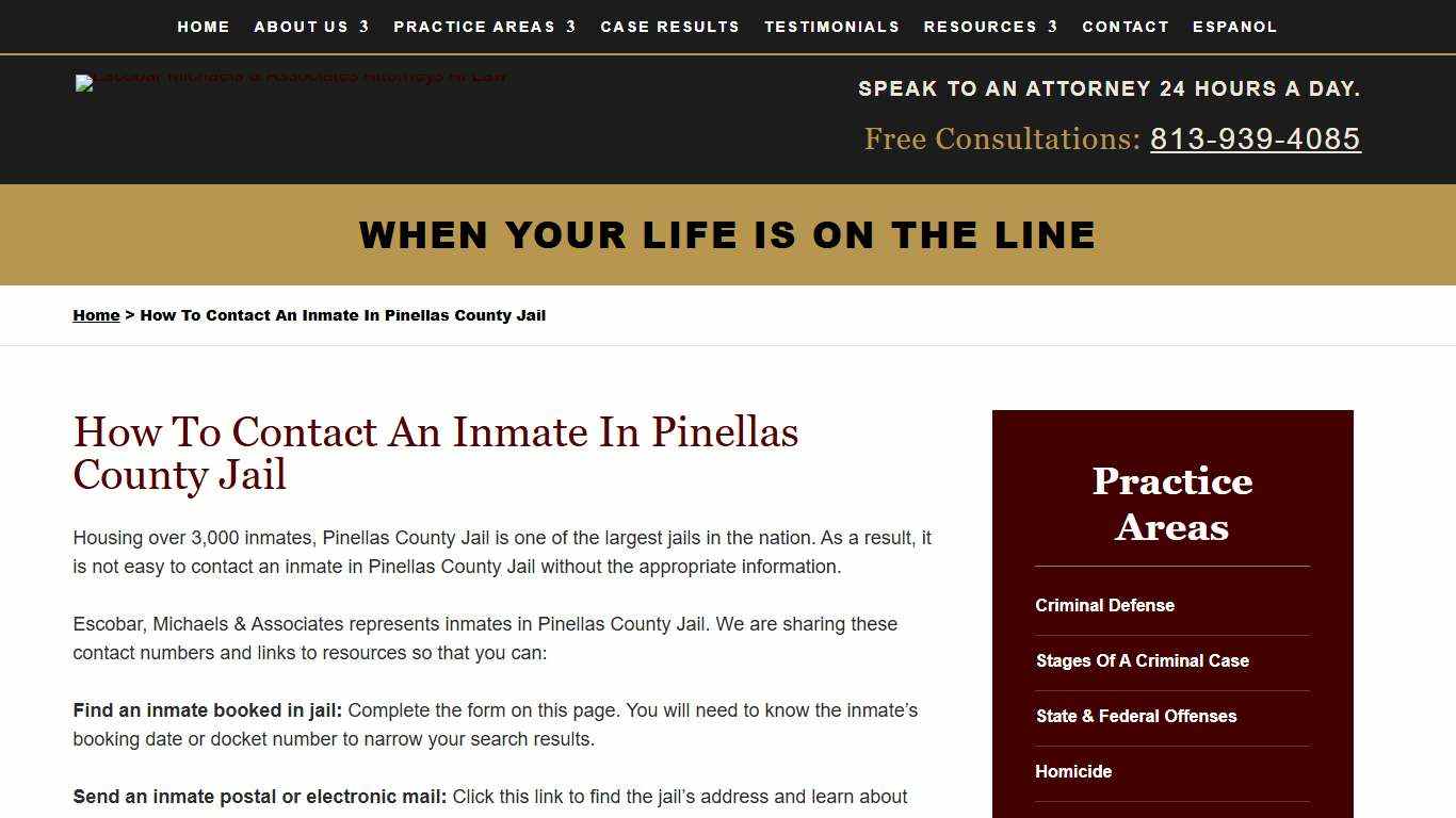 How to Contact an Inmate in Pinellas County Jail | Escobar, Michaels & Associates
